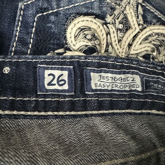 Miss Me Jeans Womens 2 26" Blue Easy Cropped JE5769EC2 Dark Wash Fading Casual - Picture 7 of 9